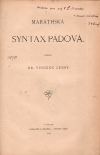 Věnování Luboru Niederlemu v první vědecké monografii indologa Vincence Lesného